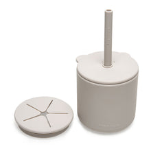 Load image into Gallery viewer, Bear Silicone Straw Cup with Lid . Sand Gray