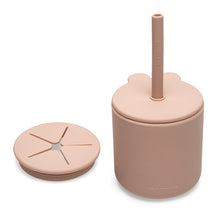 Load image into Gallery viewer, Bunny Silicone Straw Cup with Lid . Blush Pink