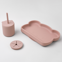 Load image into Gallery viewer, Bear Silicone Straw Cup with Lid . Blush Pink