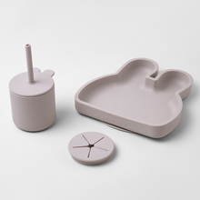 Load image into Gallery viewer, Bunny Silicone Straw Cup with Lid . Sand Gray