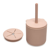 Load image into Gallery viewer, Bear Silicone Straw Cup with Lid . Blush Pink
