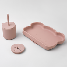 Load image into Gallery viewer, Bear Silicone Straw Cup with Lid . Blush Pink
