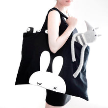 Load image into Gallery viewer, BunnyEar . Tote Bag . Black
